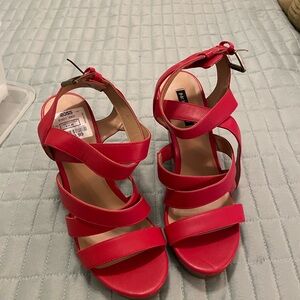 Red High Heel Sandals with Strappy Design